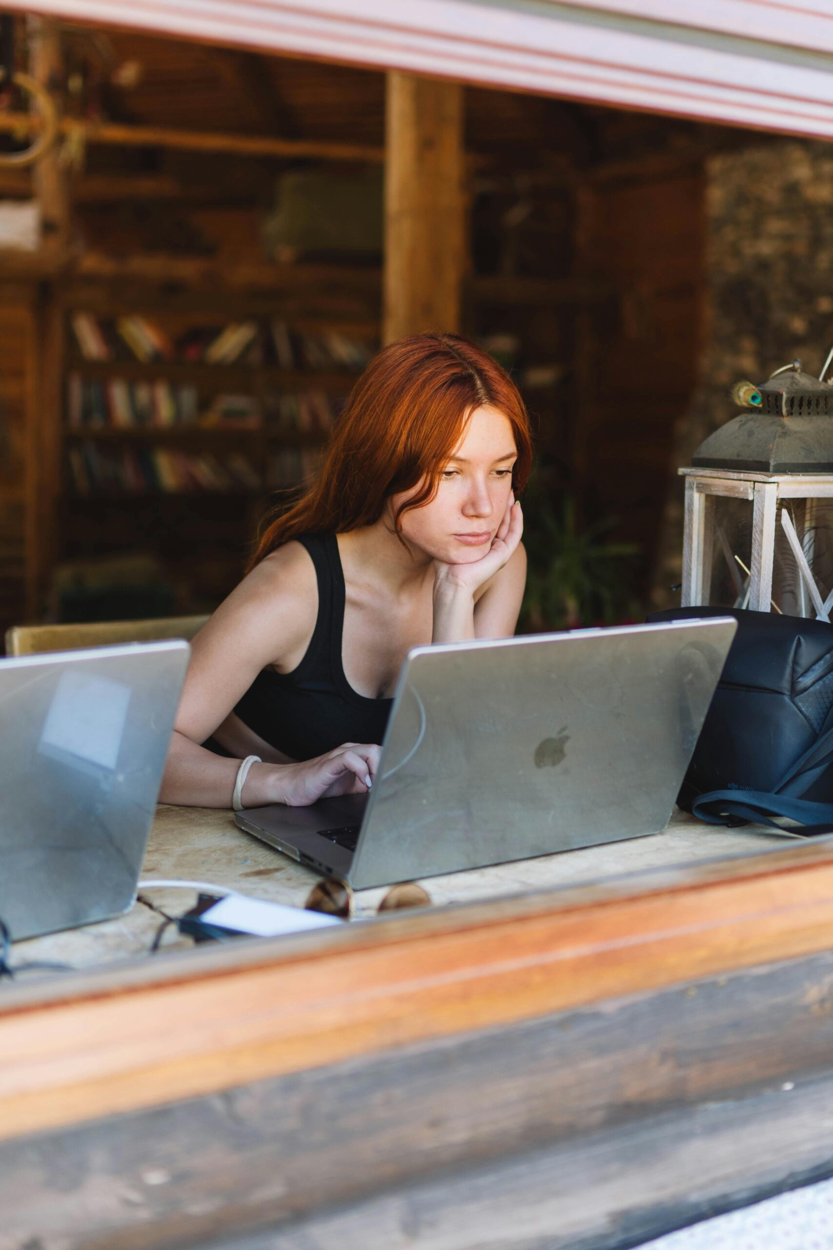 woman working on her small business website